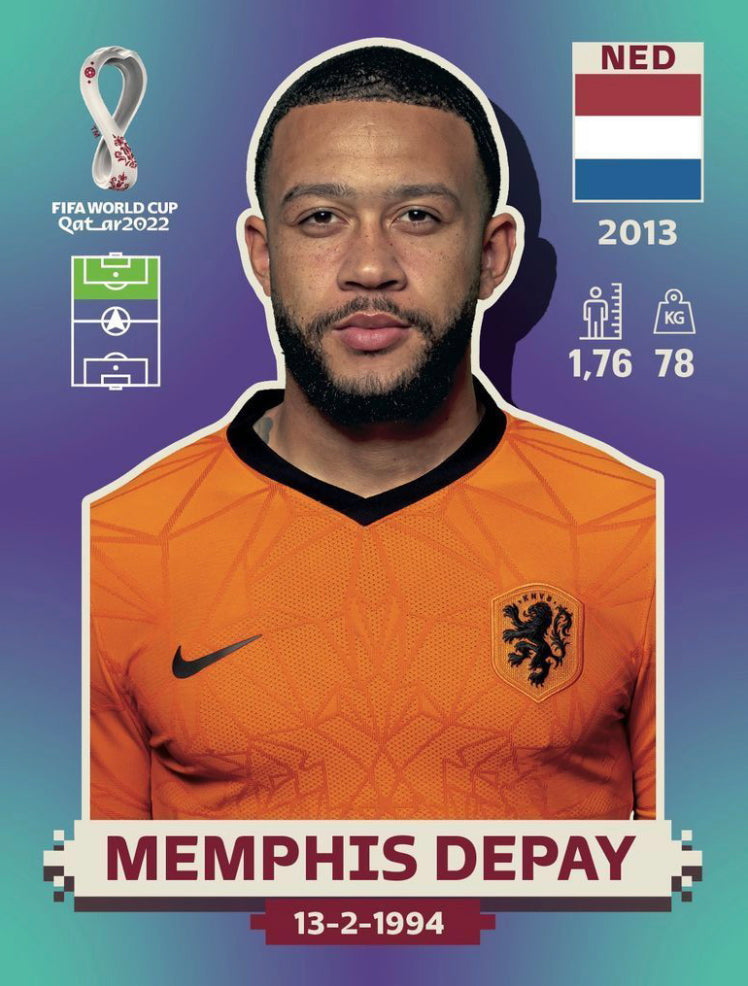 Panini Qatar World Cup Carte 2022 Hero Numéro 189 Memphis Depay