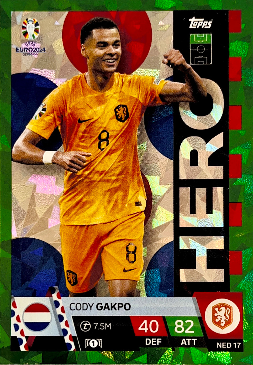 Topps Match Attax Euro 2024 - NED 017 - Cody Gakpo - Hero - Green Parallel