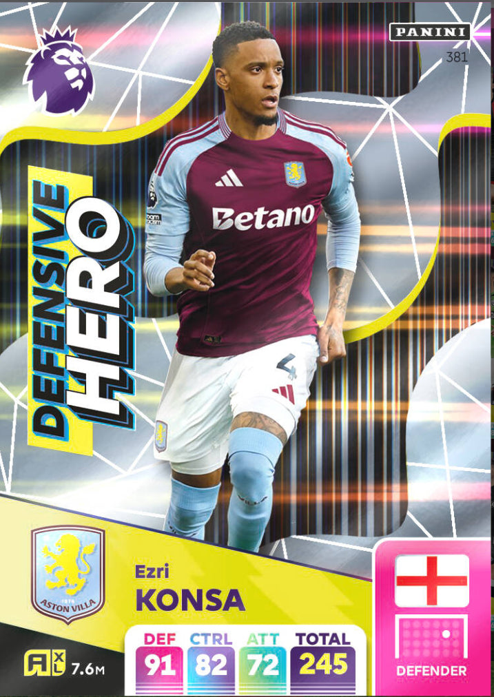 Panini Adrenalyn XL 2024/25 - 381 - Ezri Konsa - Defensive Hero