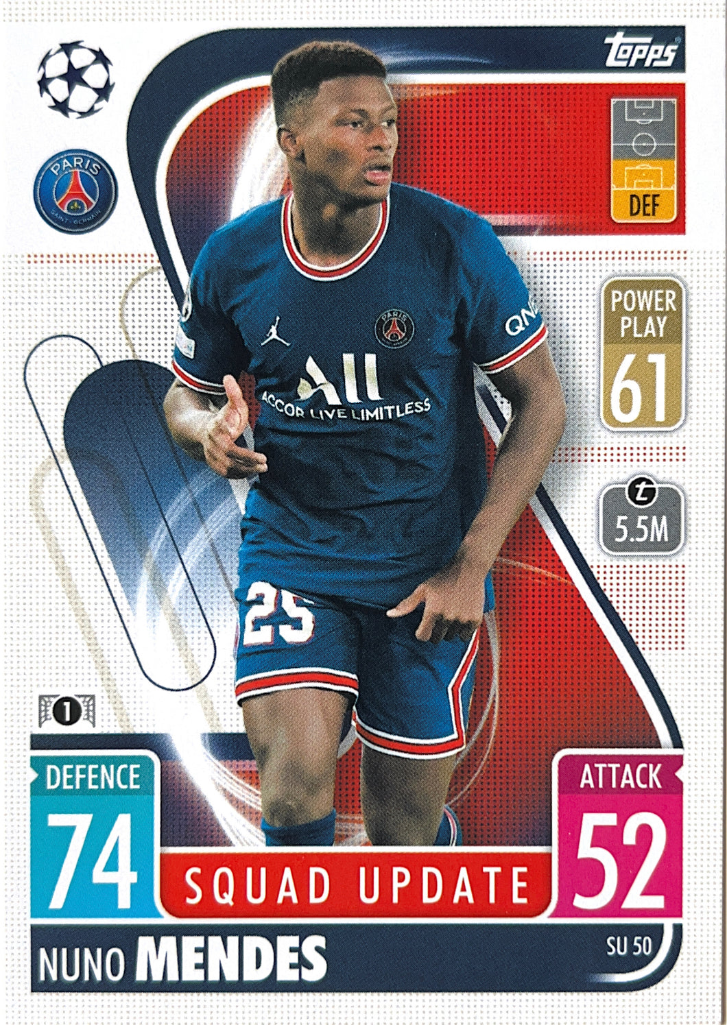 Topps Match Attax Extra 2021/22 - SU 050 - Nuno Mendes - Squad Update