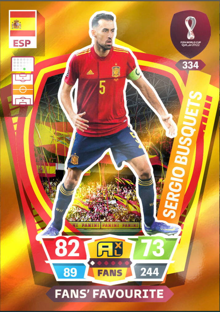 Panini World Cup 2022 Adrenalyn XL - 334 - Sergio Busquets - Fans' Favourite