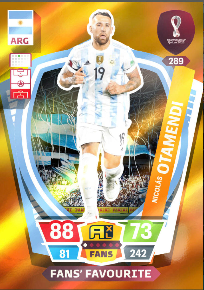 Panini World Cup 2022 Adrenalyn XL - 289 - Nicolas Otamendi - Fans' Favourite