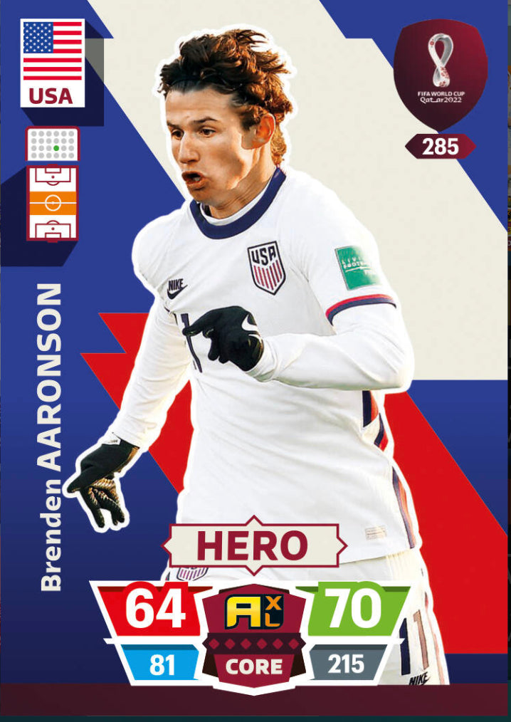 Panini World Cup 2022 Adrenalyn XL - 285 - Brenden Aaronson - Hero