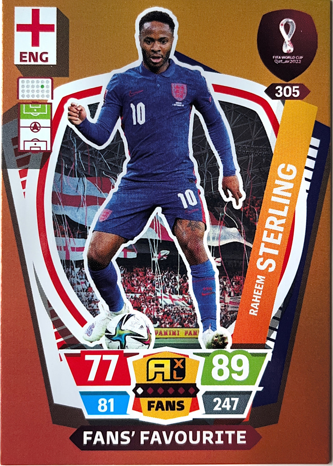 Panini World Cup 2022 Adrenalyn XL - 305 - Raheem Sterling - Fans' Favourite