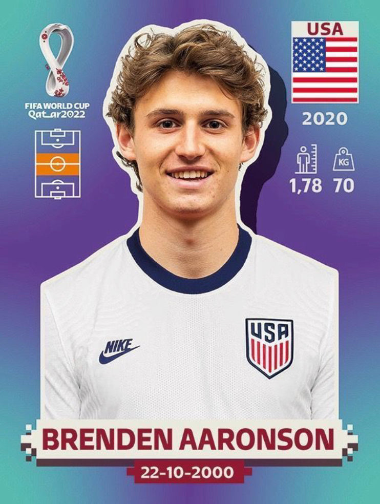 Panini World Cup 2022 Stickers - USA 011 - Brenden Aaronson