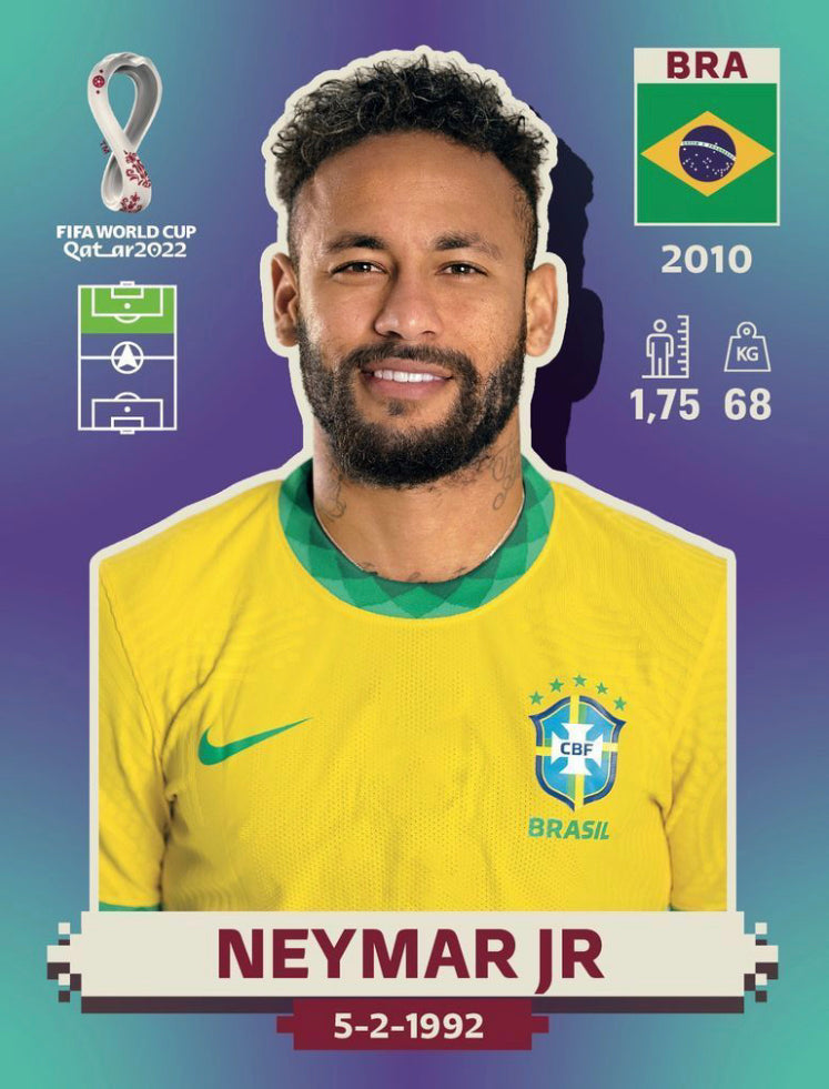 Panini World Cup 2022 Stickers - BRA 017 - Neymar JR