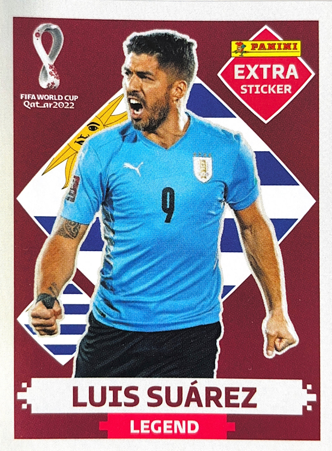 Panini World Cup 2022 Stickers - Luis Suárez - Extra Sticker - Burgundy Legend