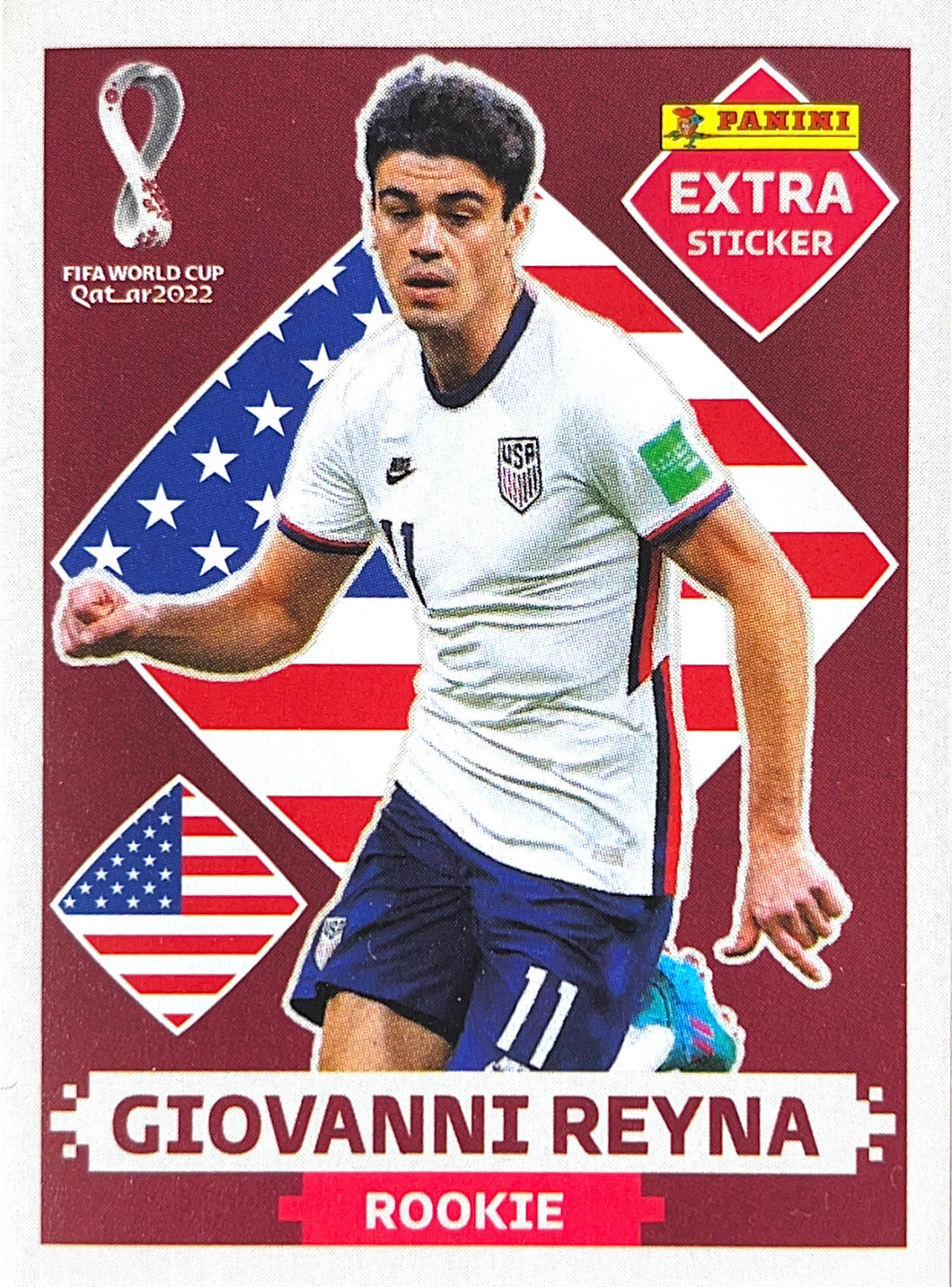 Panini World Cup 2022 Stickers - Giovanni Reyna - Extra Sticker - Burgundy Rookie