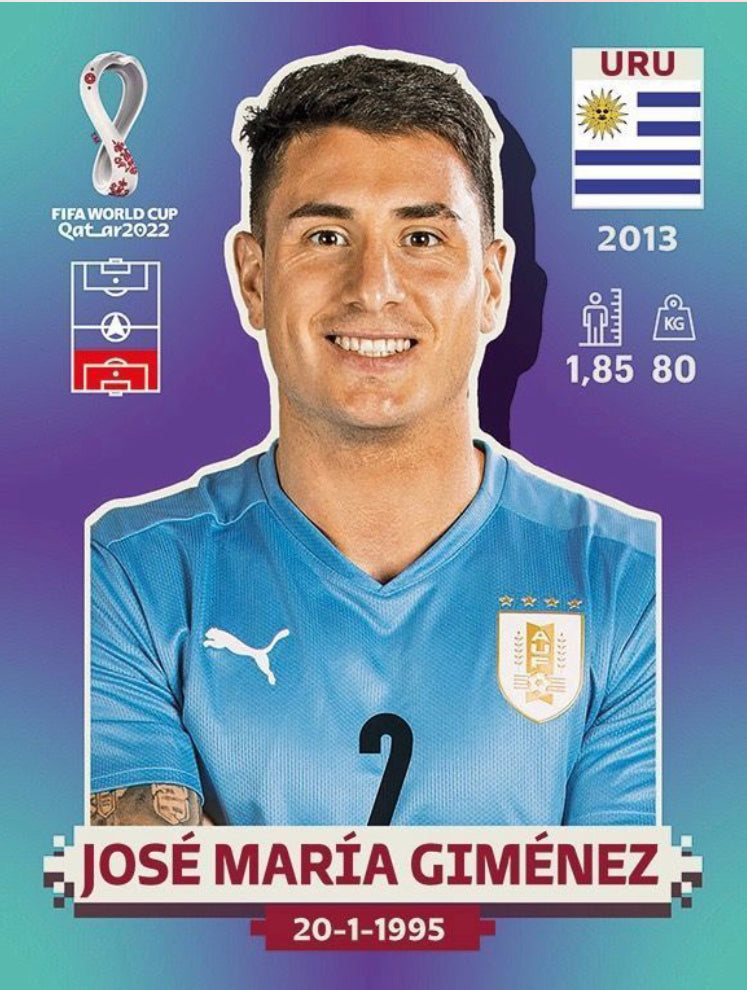 Panini World Cup 2022 Stickers - URU 007 - José María Giménez