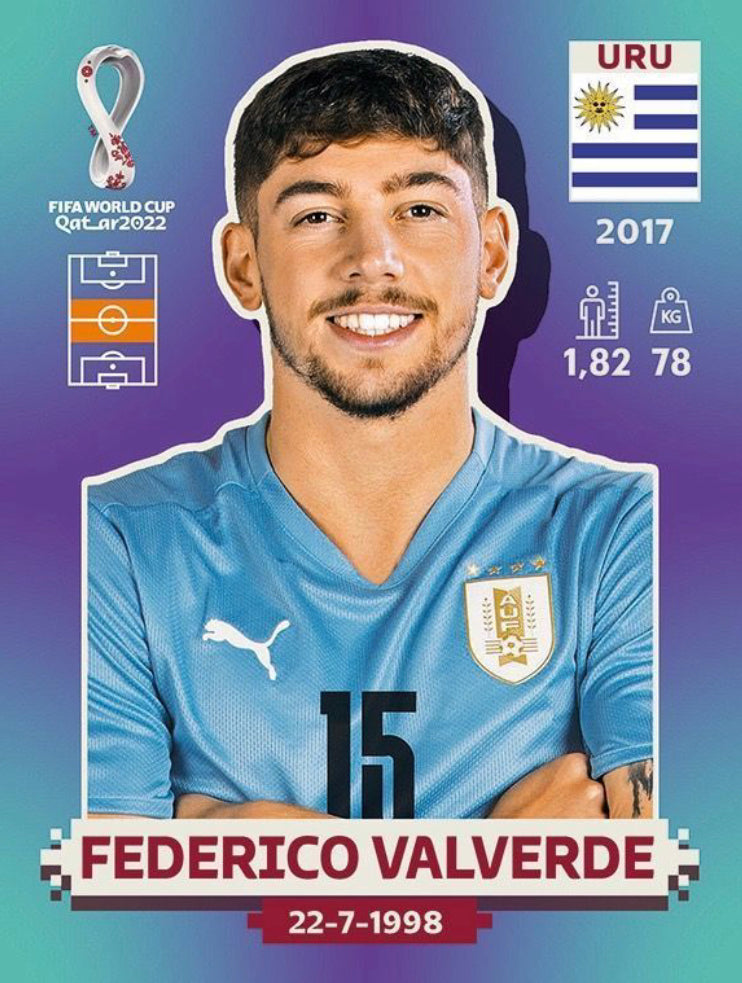 Panini World Cup 2022 Stickers - URU 015 - Federico Valverde – Complete ...