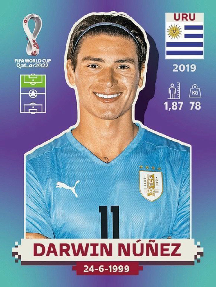 Panini World Cup 2022 Stickers - URU 018 - Darwin Núnez