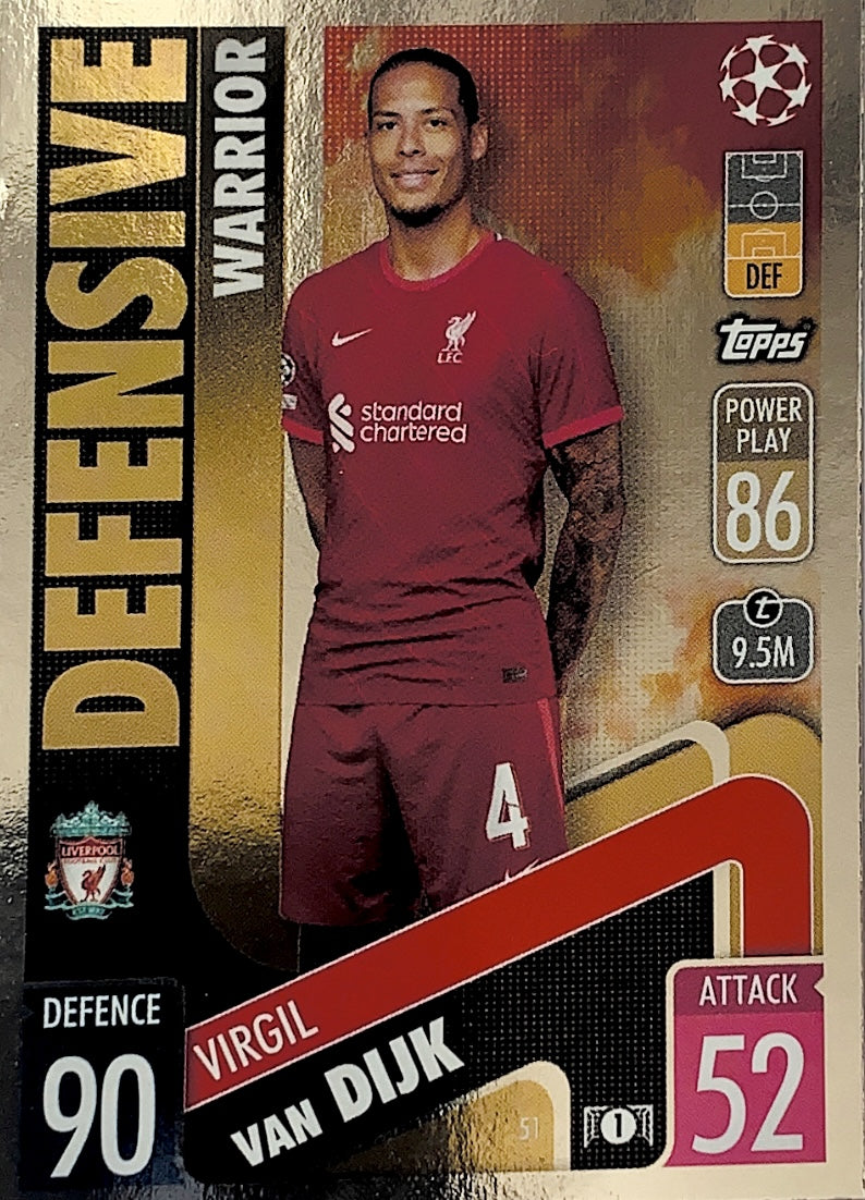 Topps Match Attax 2021/22 - 051 - Virgil Van Dijk - Defensive Warrior