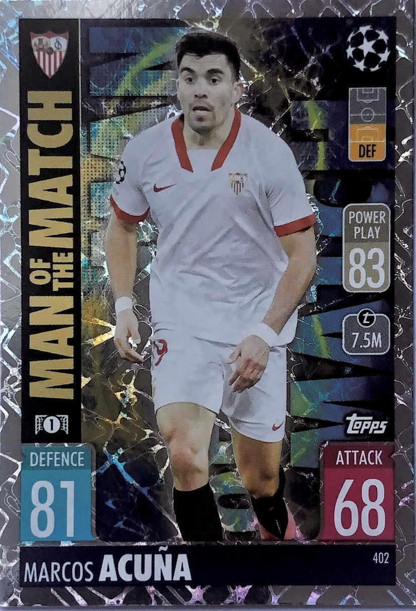 Topps Match Attax 2021/22 - 402 - Marcos Acuna - Man Of The Match