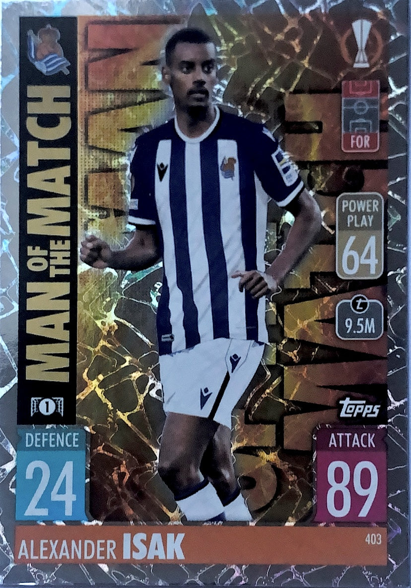 Topps Match Attax 2021/22 - 403 - Alexander Isak - Man Of The Match