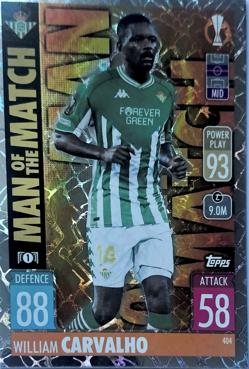 Topps Match Attax 2021/22 - 404 - William Carvalho - Man Of The Match