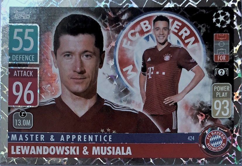 Topps Match Attax 2021/22 - 424 - Lewandowski & Musiala - Master & Apprentice