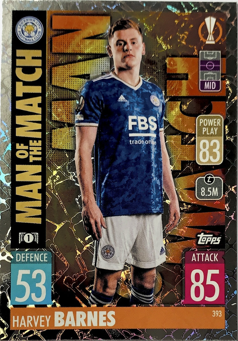 Topps Match Attax 2021/22 - 393 - Harvey Barnes - Man Of The Match