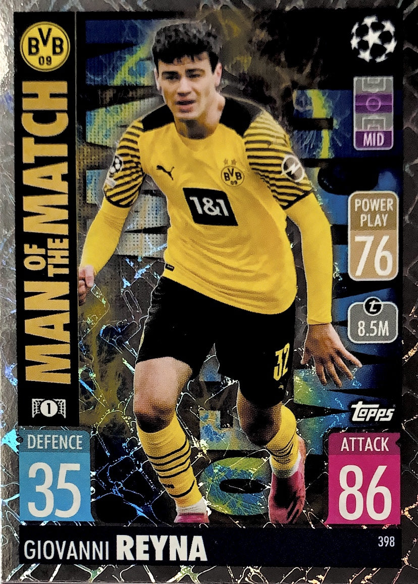 Topps Match Attax 2021/22 - 398 - Giovanni Reyna - Man Of The Match