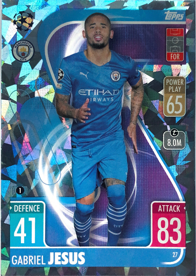 Topps Match Attax 2021/22 - 027 - Gabriel Jesus - Crystal Parallel