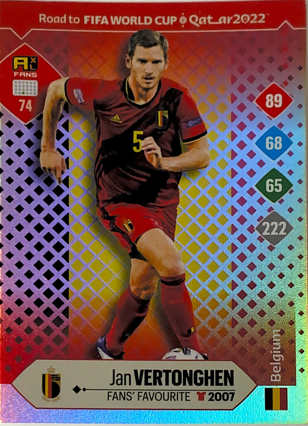 Panini Adrenalyn XL Road To Qatar 2022 - 074 - Jan Vertonghen - Fans Favourite